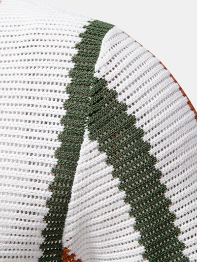 Byron® | Stripe Knit V Neck Polo Shirt