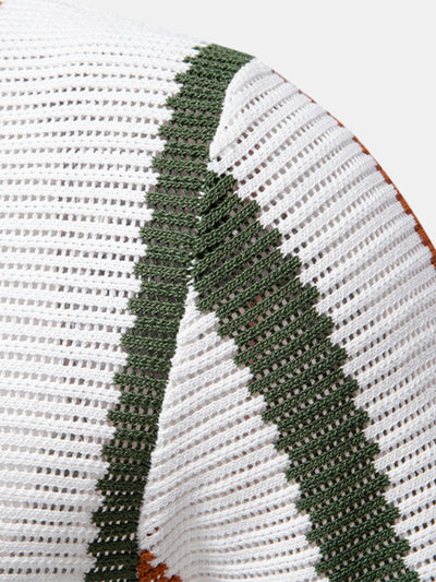 Jordan | Stripe Knit V Neck Polo Shirt