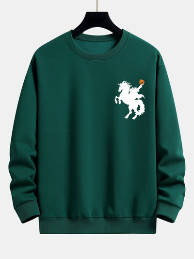 Cayetano® | Pumpkin Headless Horseman Print Relax Fit Sweatshirt