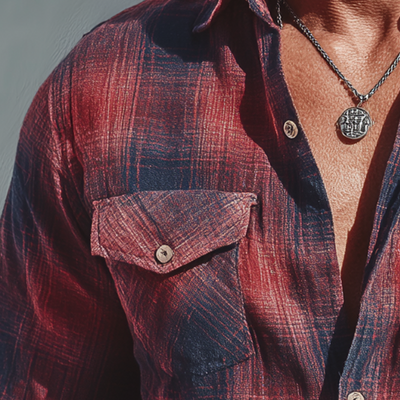 Leonard | Men'S Summer Check Print Linen Blend Long Sleeve Shirt