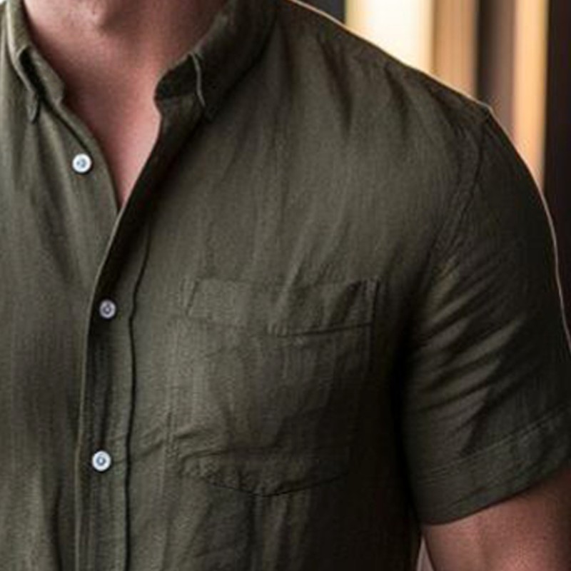 Octavio | Men'S Business Solid Color Cotton And Linen Short-Sleeved Shirt