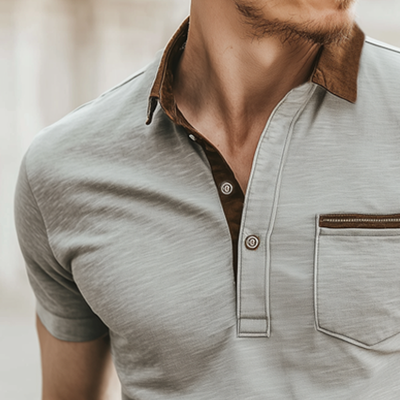 Arthur | Men'S Business Colorblock Cotton Short-Sleeved Polo Shirt