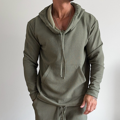 Jacob | Men'S Retro Casual Solid Color Drawstring Hoodie