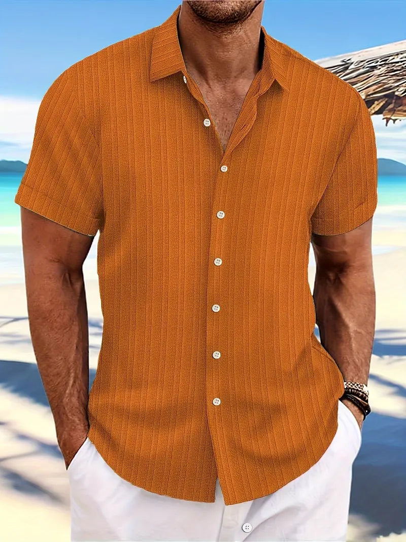 Leocadio® | Casual, Breathable, Short-Sleeved Shirt With A Loose Striped Pattern
