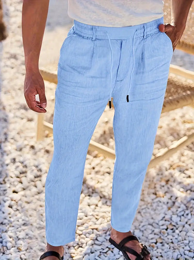 Joshua | Wide-leg linen pants with drawstring