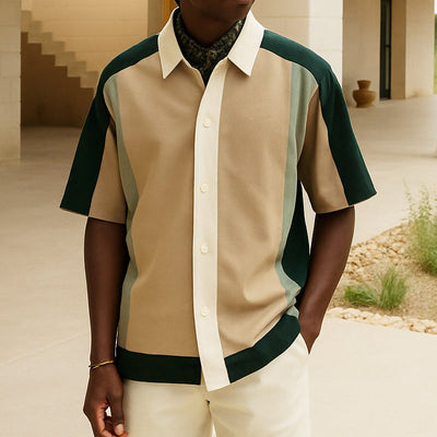 Russell | Men'S Summer Fashion Color Matching Casual Short-Sleeved Shirt