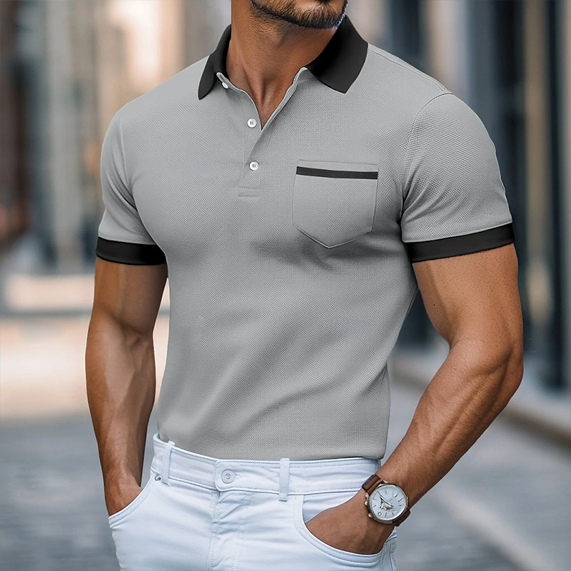 Austin | Men'S Retro Casual Colorblock Short Sleeve Polo Shirt
