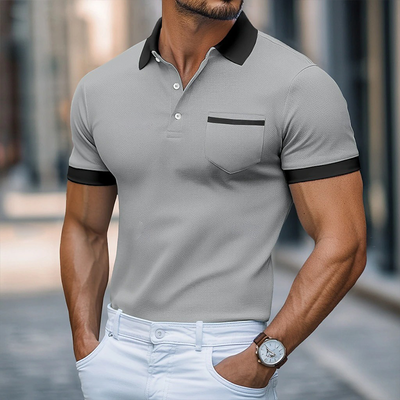Austin | Men'S Retro Casual Colorblock Short Sleeve Polo Shirt