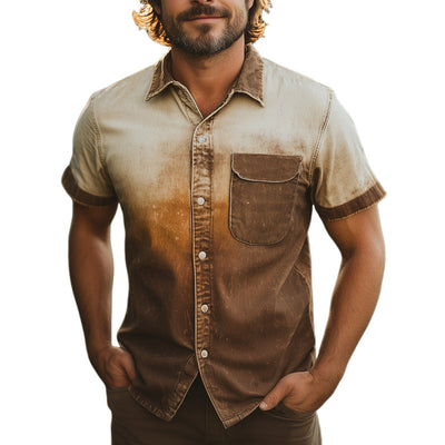 Mitchell | Men'S Summer Fashion Gradient Print Short Sleeve Shirt