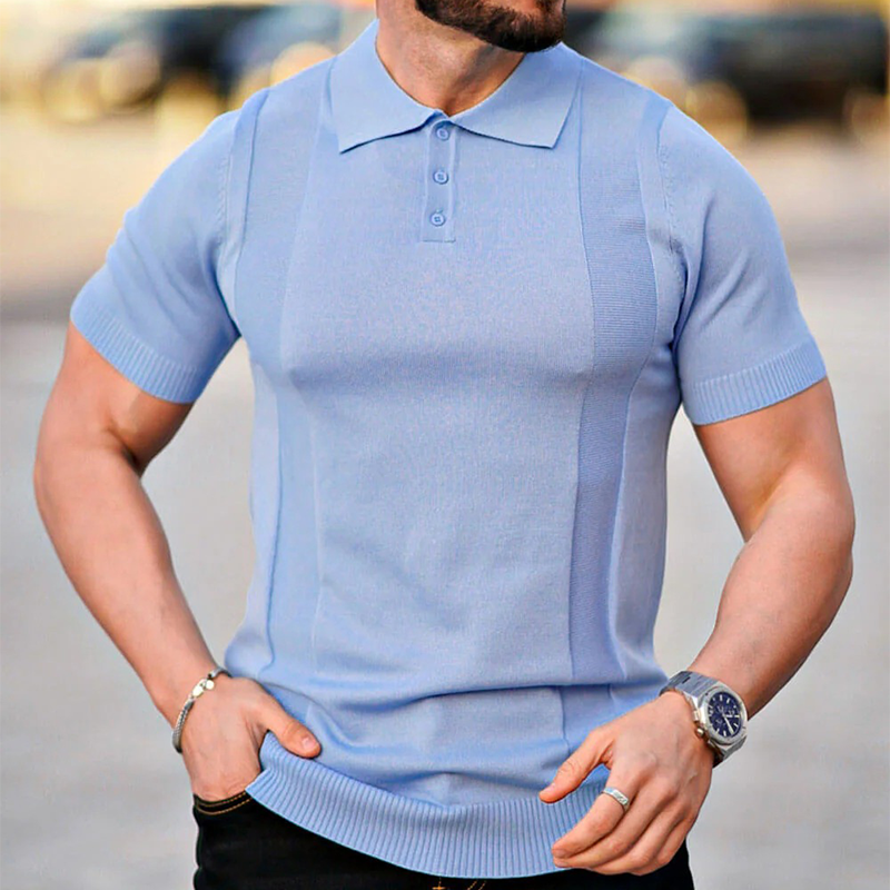 Greg | Men'S Solid Color Summer Knitted Short-Sleeved Polo Shirt