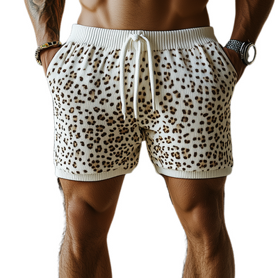 Logan | Men'S Spring And Summer Fashion Casual Leopard Print Knitted Elastic Waist Shorts