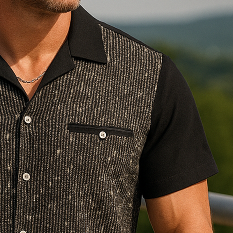 Emilio | Men'S Summer Fashion Textured Fabric Short Sleeve Shirt