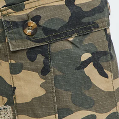 Warren | Men'S Spring And Summer Classic Casual Camouflage Cotton Blended Raw Edge Multi-Pocket Cargo Shorts