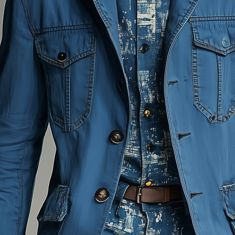 Harvey | Men'S Vintage Washed Navy Style Mid-Length Denim Trench Coat