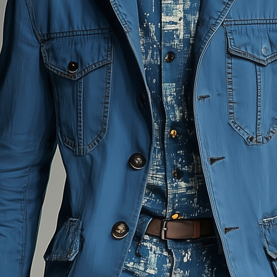 Harvey | Men'S Vintage Washed Navy Style Mid-Length Denim Trench Coat