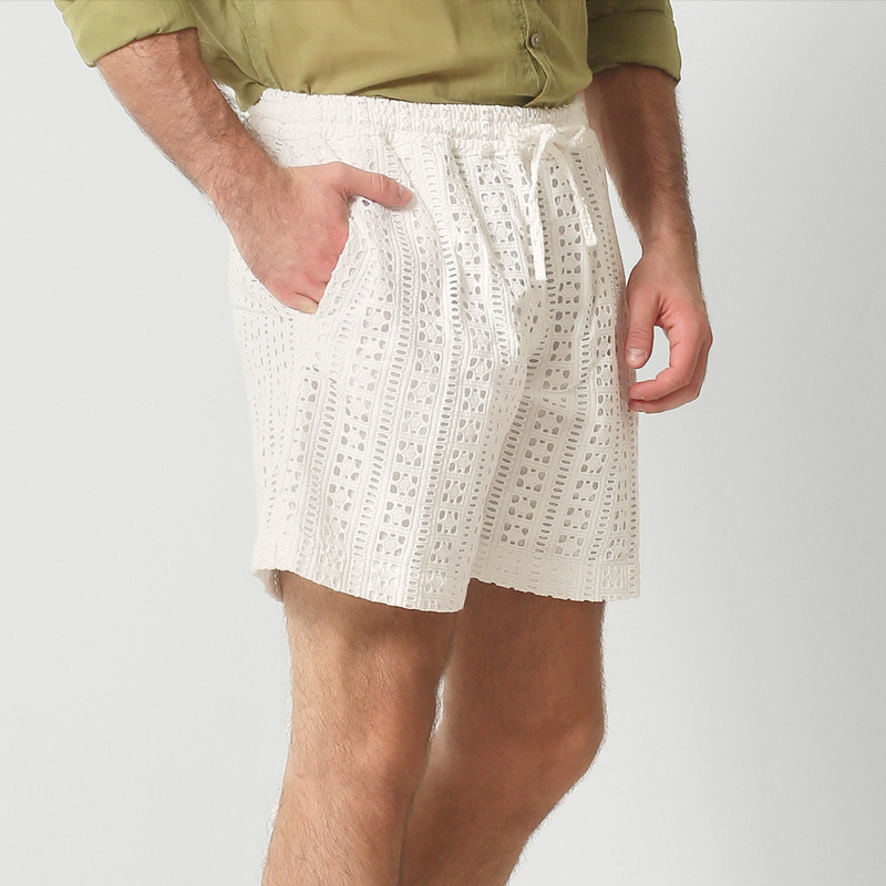 Wyatt | Men'S Summer Jacquard Hollow Lace-Up Shorts