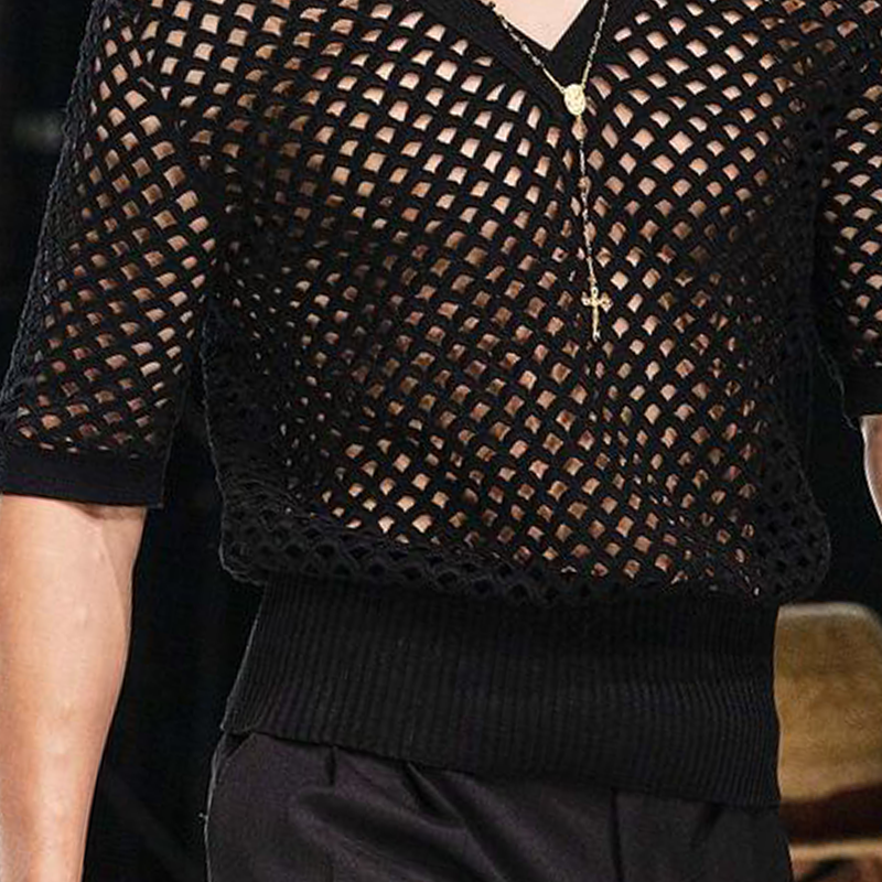 Darin | Men'S Spring And Summer Fashion Hollow Sexy Knitted Short-Sleeved Polo Shirt