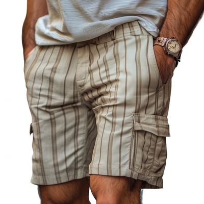 Dean | Men'S Casual Breathable Contrast Stripe Cotton Multi-Pocket Cargo Shorts