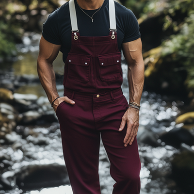 Pascual | Men'S Spring And Autumn Retro Multi-Pocket Overalls