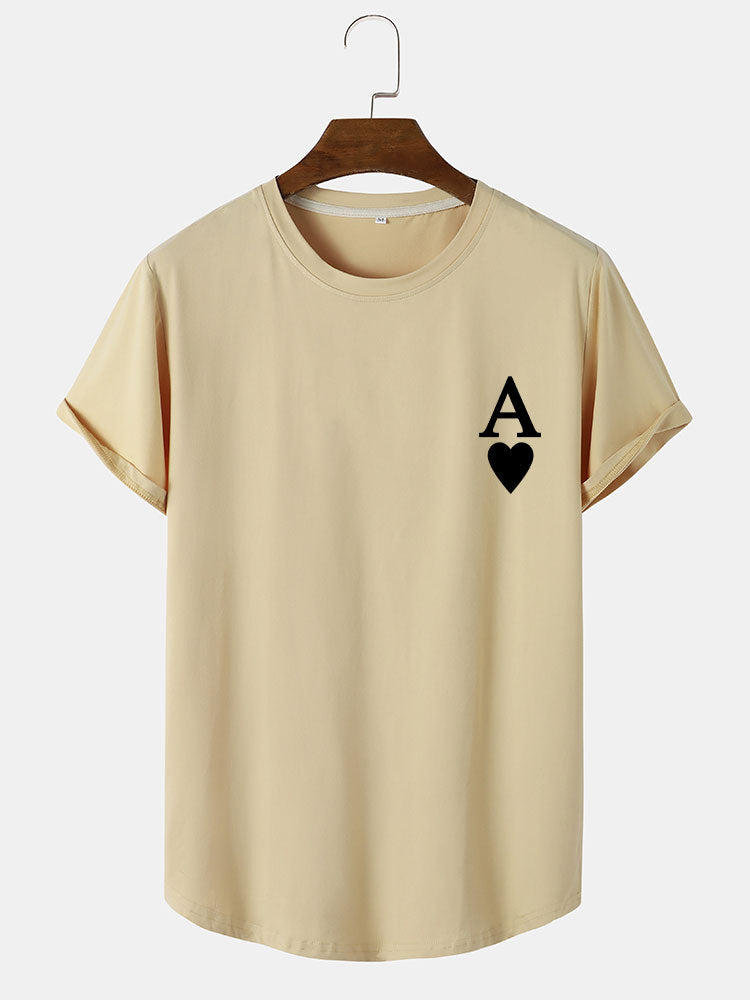 Claudio® | Ace of Spades Print Arc Hem T-Shirt