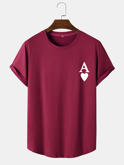 Agrippa® | Ace of Spades Print Arc Hem T-Shirt