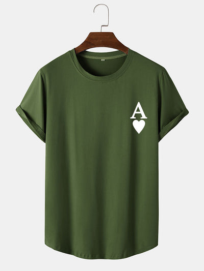 Agrippa® | Ace of Spades Print Arc Hem T-Shirt