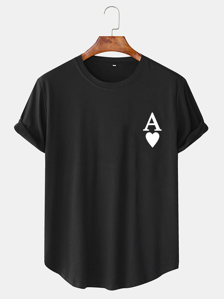 Agrippa® | Ace of Spades Print Arc Hem T-Shirt