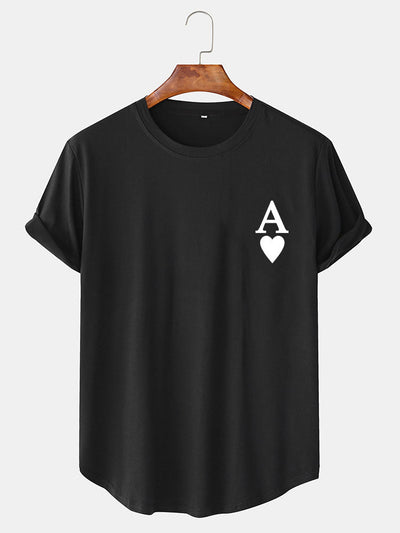Agrippa® | Ace of Spades Print Arc Hem T-Shirt