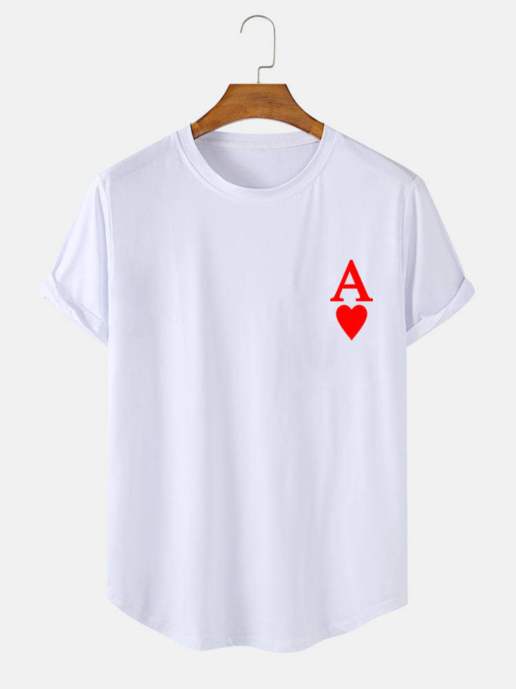 César® | Ace of Hearts Print Arc Hem T-Shirt