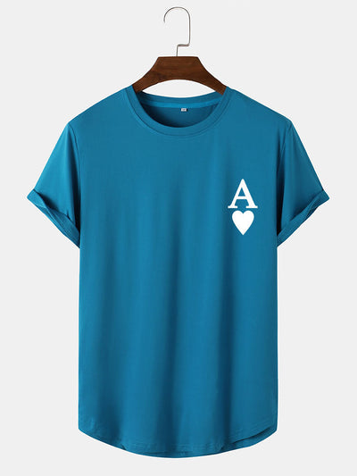 Agrippa® | Ace of Spades Print Arc Hem T-Shirt