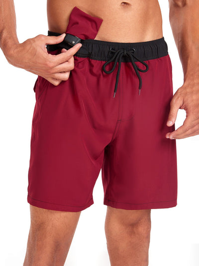 Fulgencio® | Solid Color Drawstring Swim Shorts With Pocket