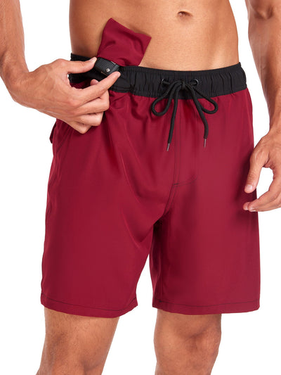 Fulgencio® | Solid Color Drawstring Swim Shorts With Pocket