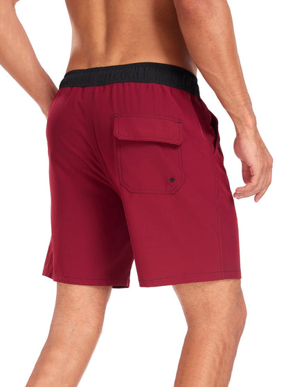 Fulgencio® | Solid Color Drawstring Swim Shorts With Pocket