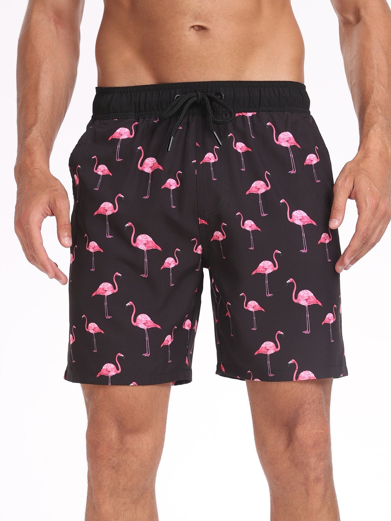 Ace® | 2 In 1 Flamingo Print Pocket Drawstring Swim Shorts