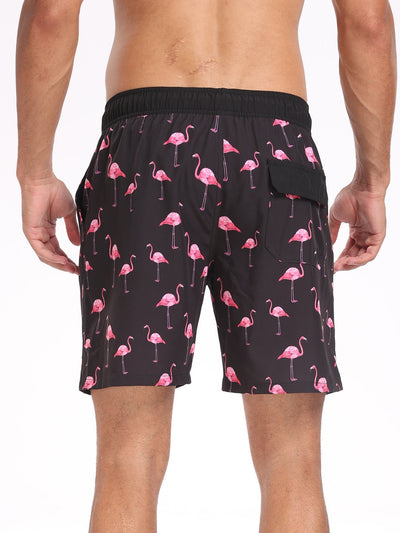 Ace® | 2 In 1 Flamingo Print Pocket Drawstring Swim Shorts