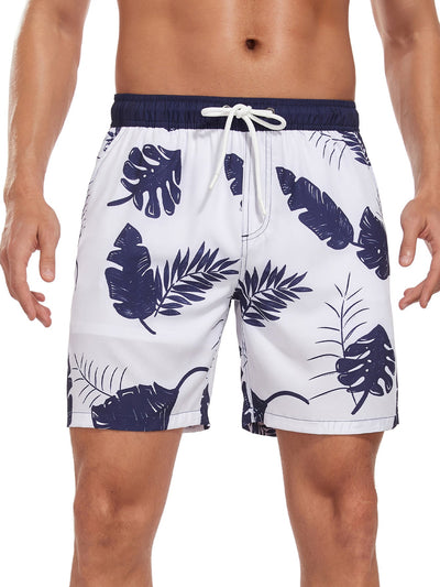 Adalbald® | 2 In 1 Tropical Leaves Print Swim Shorts