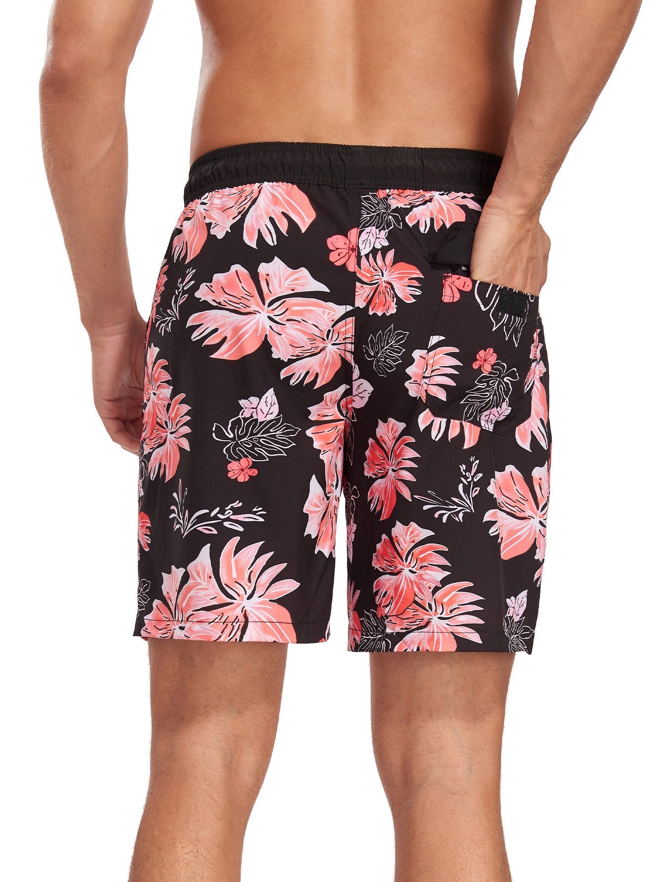 Adal® | 2 In 1 Tropical Flower Print Pocket Drawstring Swim Shorts