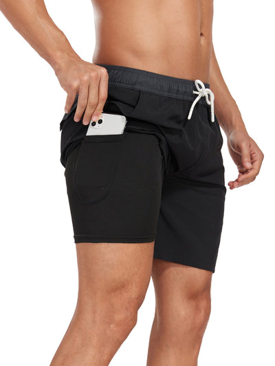 Fulgencio® | Solid Color Drawstring Swim Shorts With Pocket