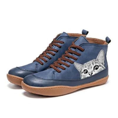 Caius | Cat-patterned leather ankle boots