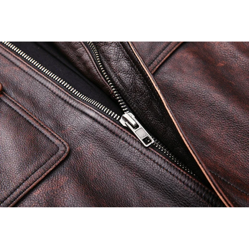 Théo | Elegant men's genuine leather jacket with zipper and buttons