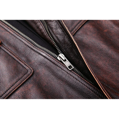 Théo | Elegant men's genuine leather jacket with zipper and buttons