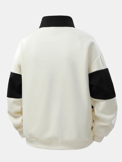 Lancelot® | Relax Fit Color Block Patchwork Polo Sweatshirt