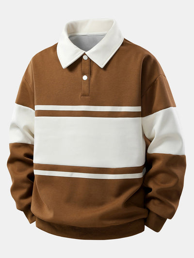 Lancelot® | Relax Fit Color Block Patchwork Polo Sweatshirt