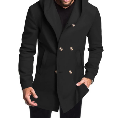 Numa | Men's Wool Coat with Hood - Double Breasted Warm & Elegant