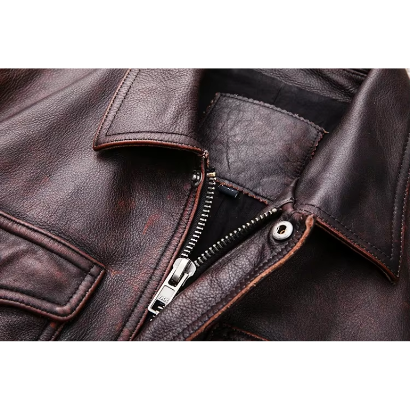 Théo | Elegant men's genuine leather jacket with zipper and buttons