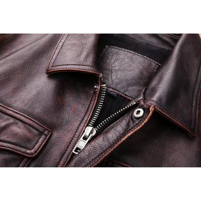 Théo | Elegant men's genuine leather jacket with zipper and buttons