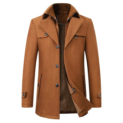 Valeriano | Elegant men's wool blend coat with high collar