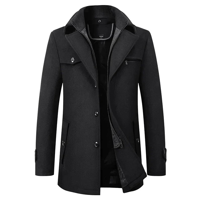 Valeriano | Elegant men's wool blend coat with high collar