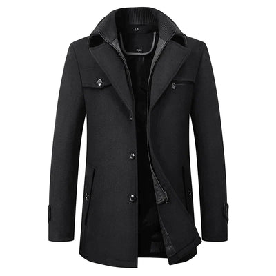 Valeriano | Elegant men's wool blend coat with high collar