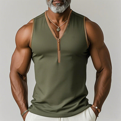 Men's Smmer Fashion Sports Fabric V-Neckipper Tank p